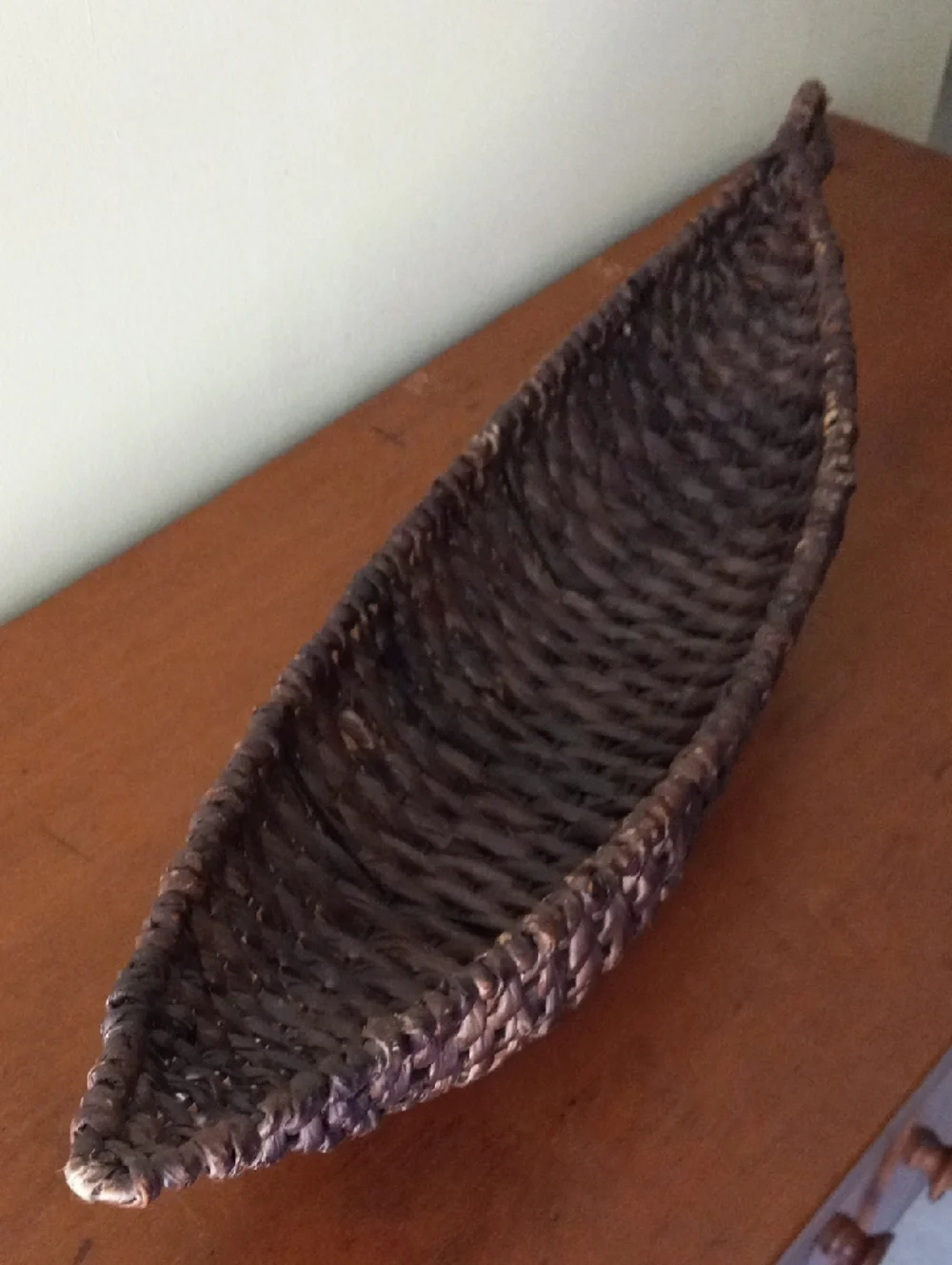Handwoven Dark Brown Wicker Decorative Bowl Basket